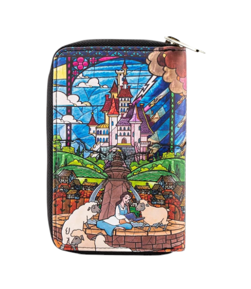Colorful bag with stained glass design featuring a castle and Belle.
