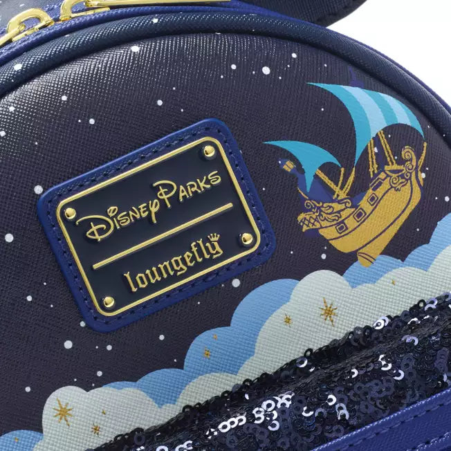 Disney Parks Loungefly bag with Jolly Roger design on a blue background