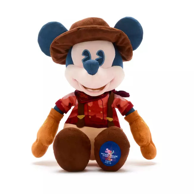 Mickey Mouse dressed in a cowboy outfit inspired by the Big Thunder Mountain ride in a on a white background