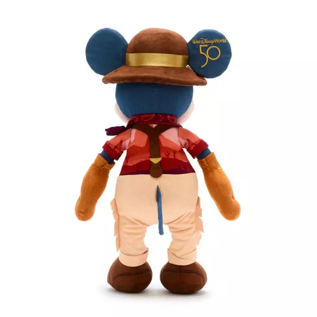Mickey Mouse from Disney World with a hat and suspenders on a white background