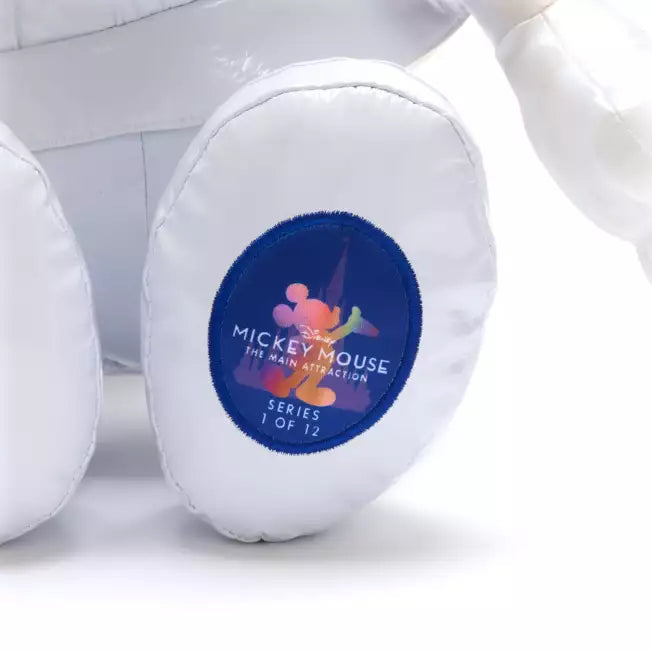 Plush toy with a 'Mickey Mouse' label on a white background