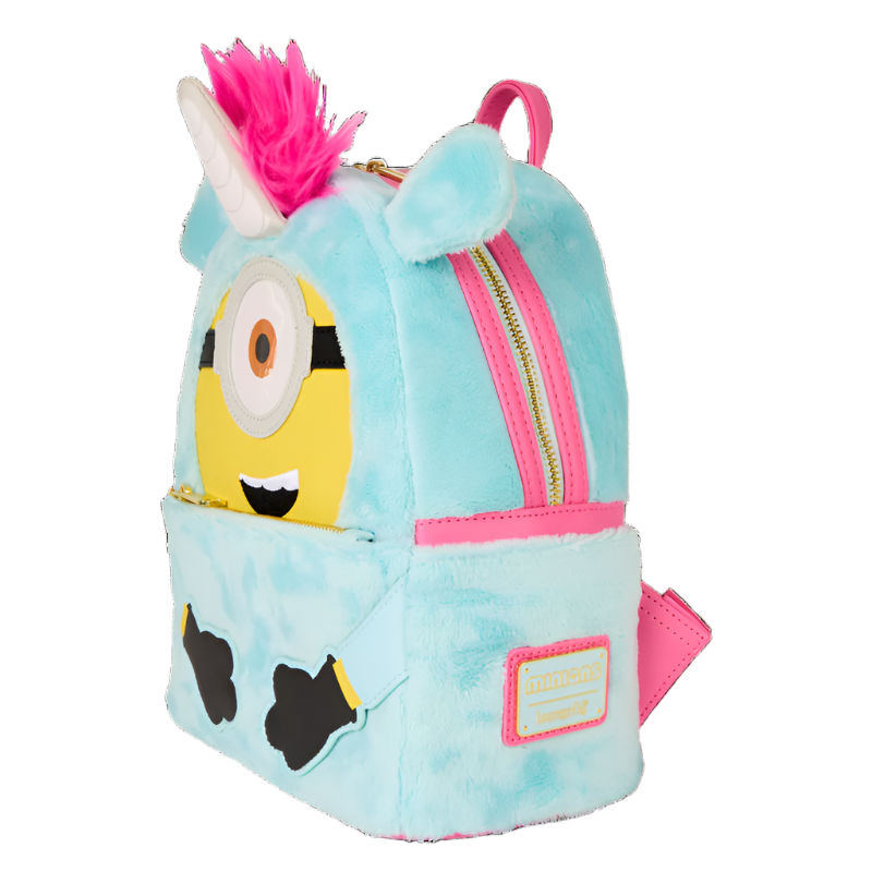 Plush backpack with a Minion's face and arms/hands on a white background