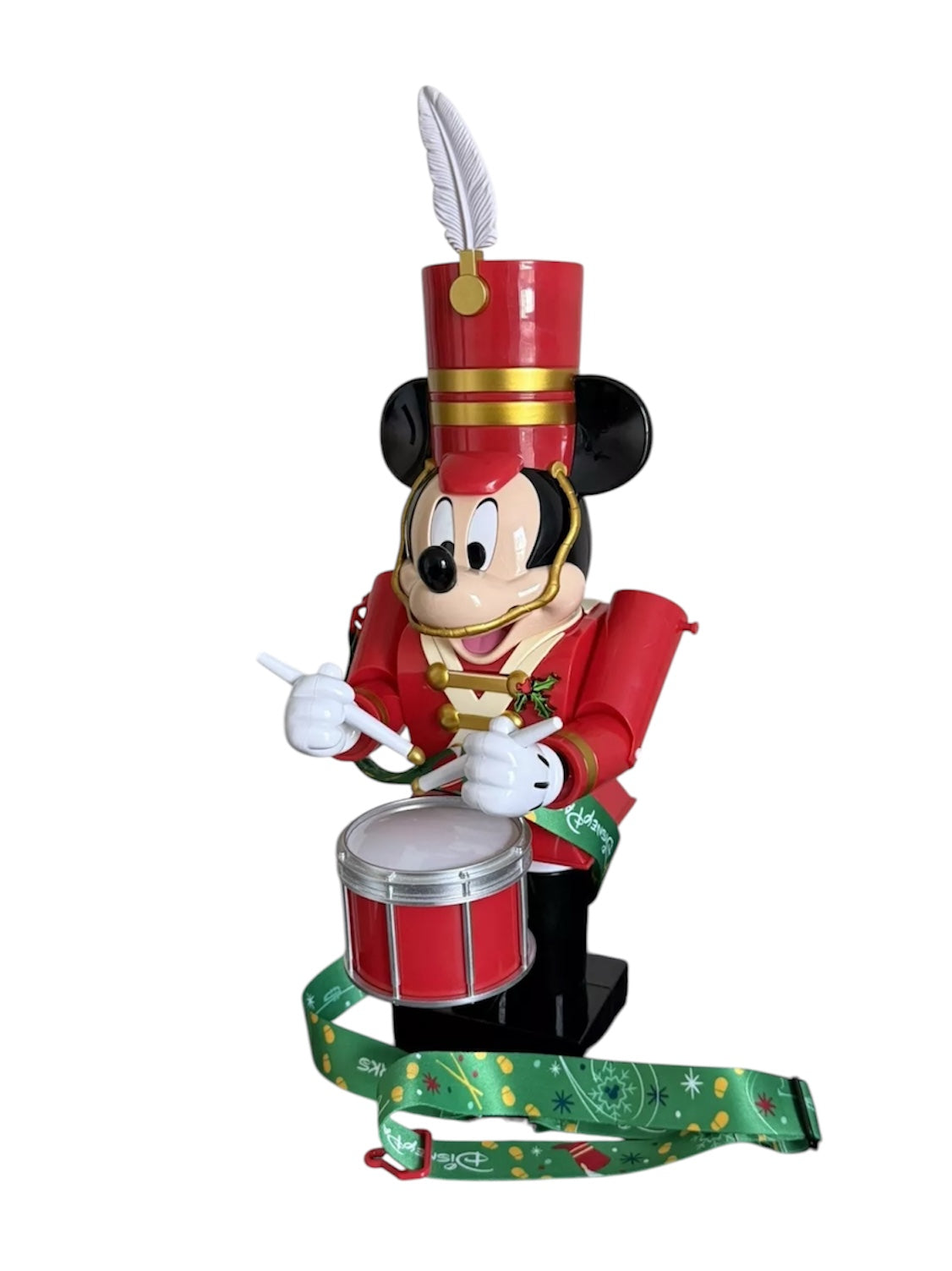 Mickey Mouse toy soldier sipper
holding a drum on a white background