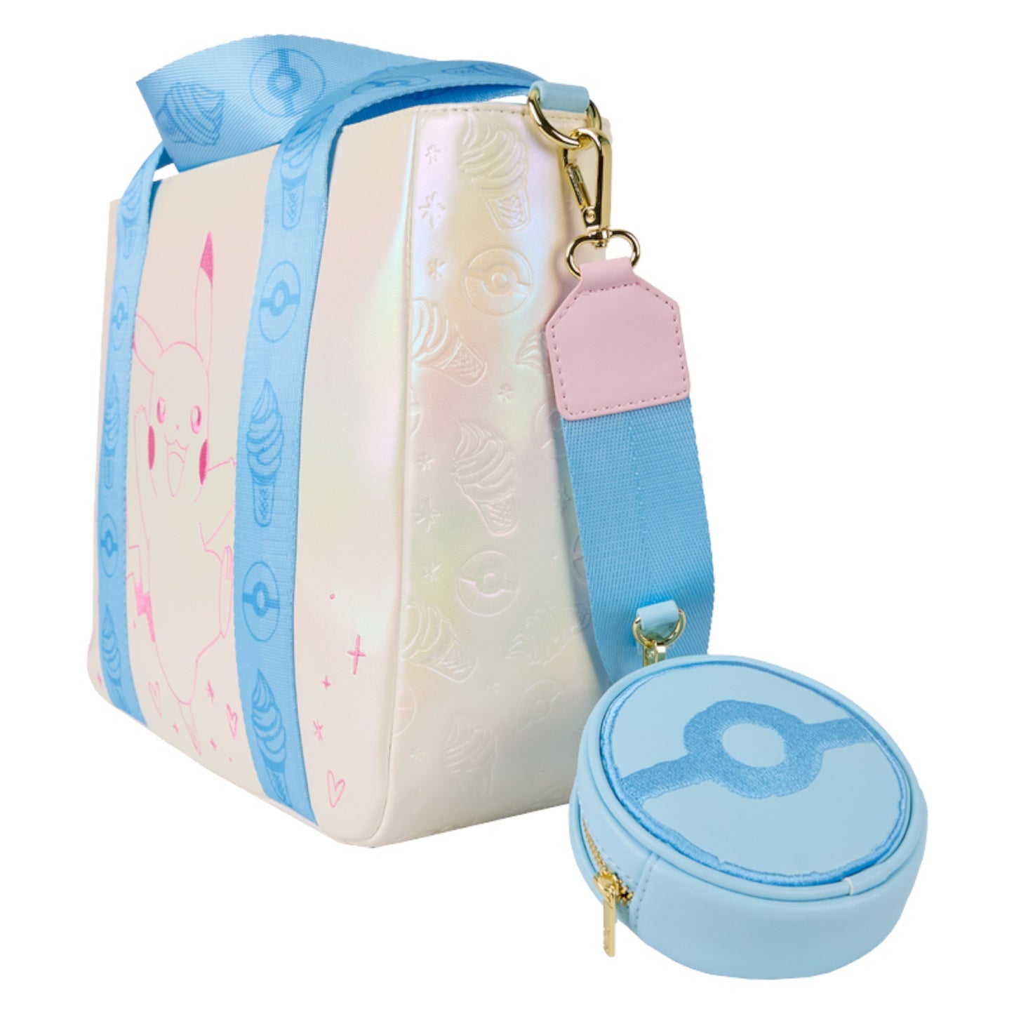 Loungefly Pokémon Iridescent Pikachu Tote Crossbody Bag with Coin Bag.