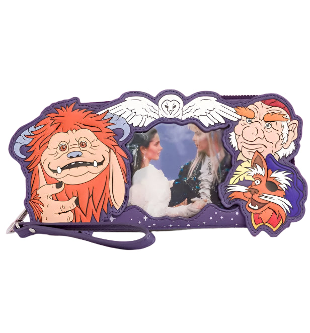 Lenticular Labyrinth character-themed wristlet wallet with a purple background