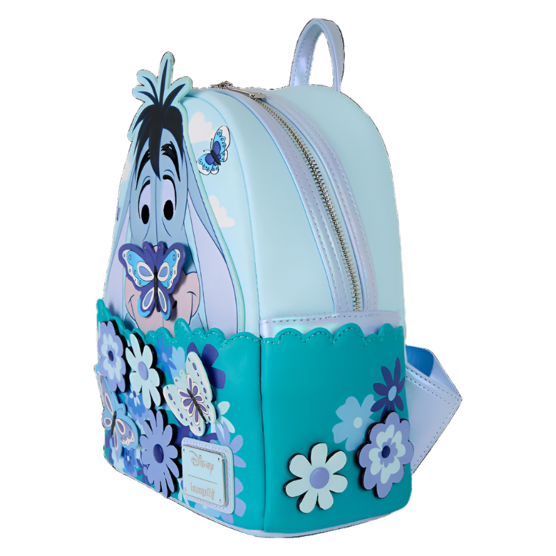 Backpack with eeyore and butterflies and floral patterns design on a white background