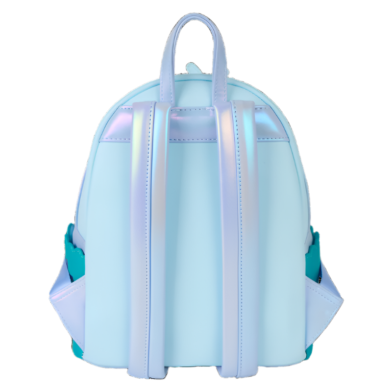 Eeyore back of Iridescent backpack with teal accents on a white background