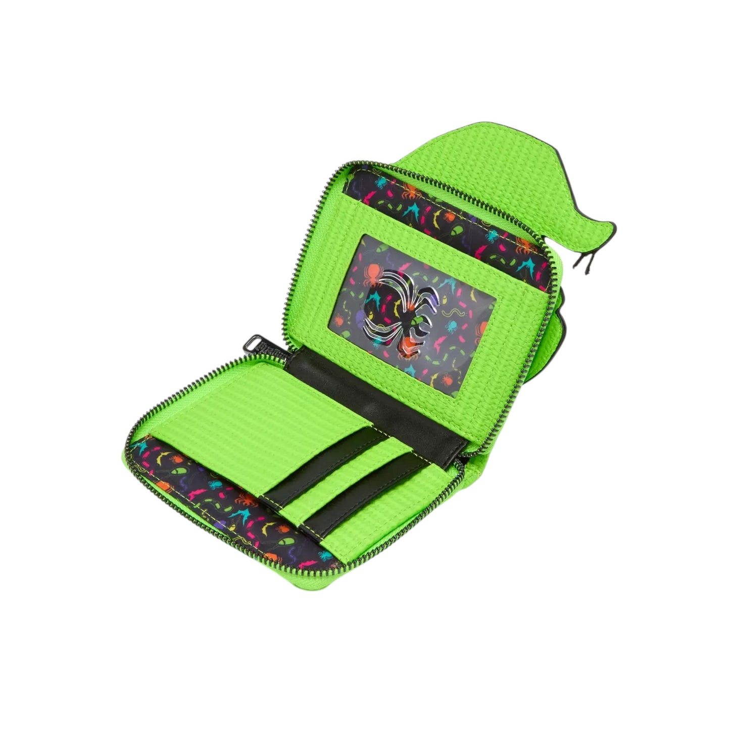 inside on a green wallet on a white background