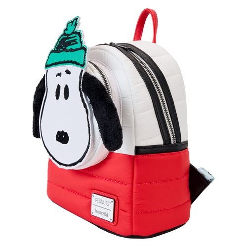 Side view of Peanuts Backpack with Snoopy design on a white background