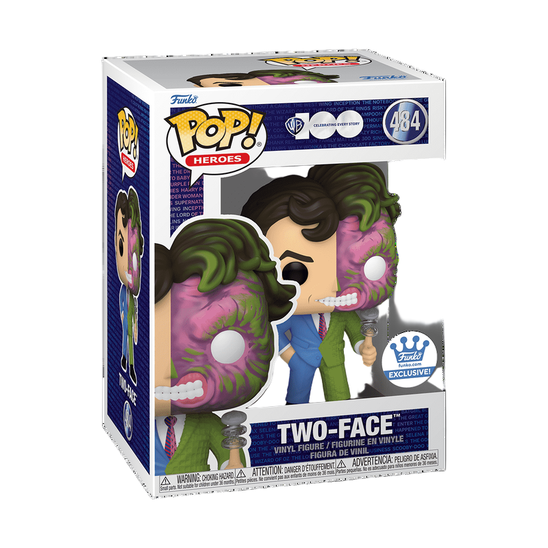 Funko Pop! Two-Face vinyl figure packaging on a white background