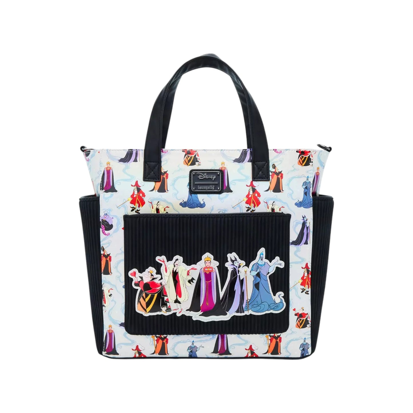 Tote bag with Disney villains design on a white background