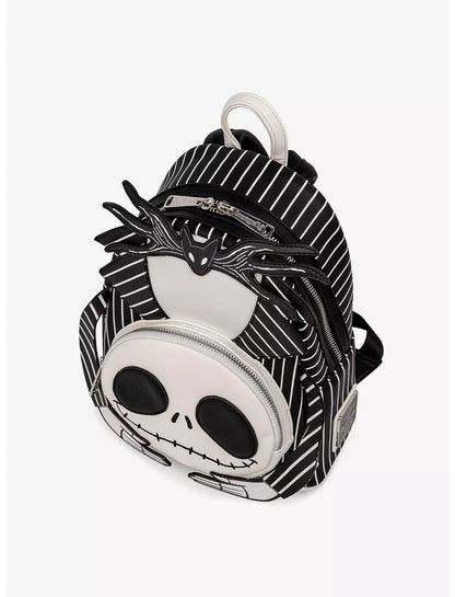 Backpack with a design inspired by a Jack Skelling and the The Nightmare Before Christmas on a white background