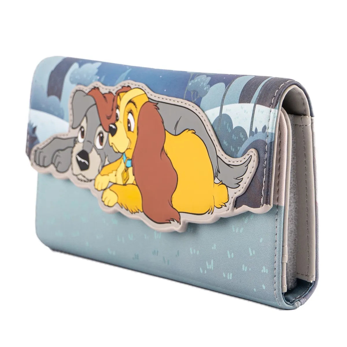 Wallet with Lady and the Tramp on a blue background