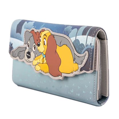 Wallet with Lady and the Tramp on a blue background
