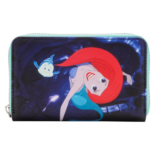 Wallet with Ariel singing in her grotto with Flounder design on a white background