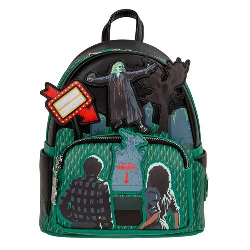 Backpack with Beetlejuice characters on a white background
