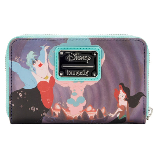 Disney Loungefly wallet with mermaid and Ursula the Sea Witch design on a white background
