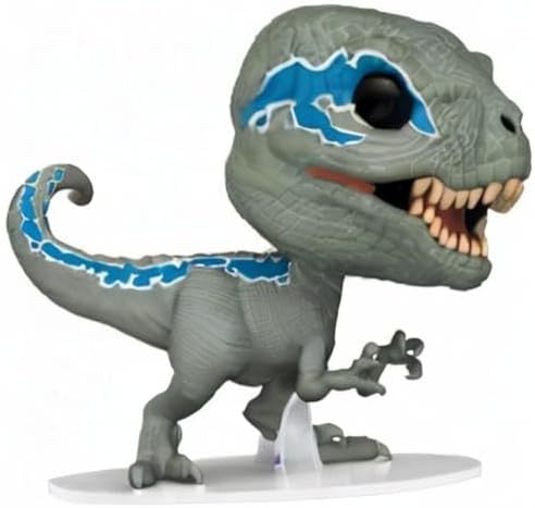 Vinyl figure of Blue the Velociraptor from Jurassic World with blue accents on a white background