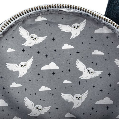 Gray inner lining with owl and cloud pattern