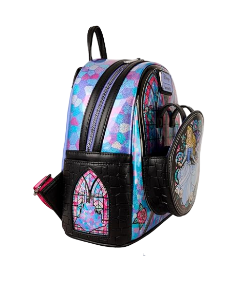 Colorful backpack with princess design on a website page