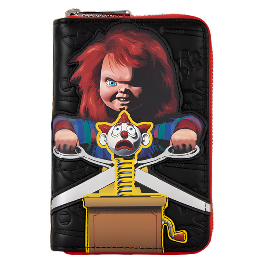 Wallet with the horror movie character Chucky on a white background