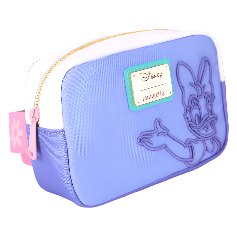 Purple pouch with Daisy Duck design and Disney label on a white background