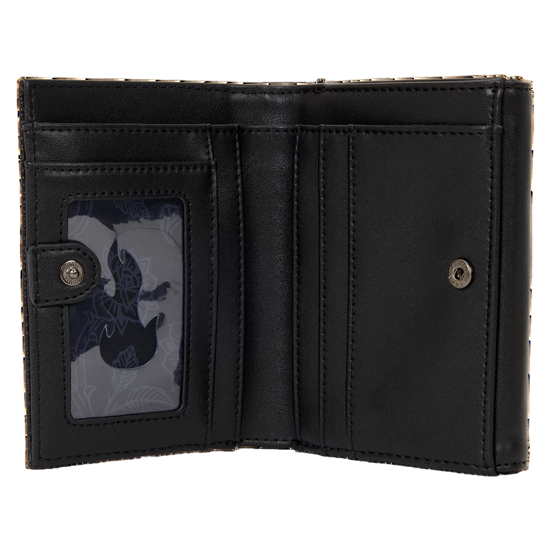 Black leather wallet with a card holder on a white background