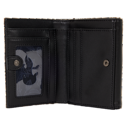 Black leather wallet with a card holder on a white background