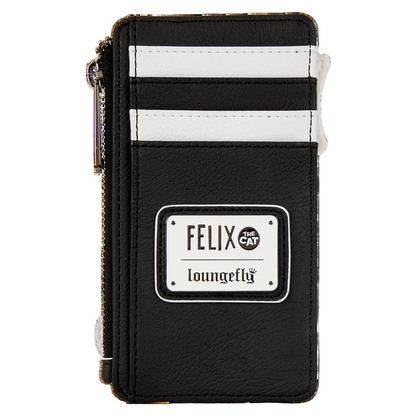 Black wallet with white accents and 'Felix the Cat' Loungefly logo on a white background