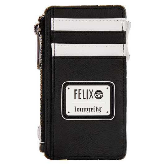 Black wallet with white accents and 'Felix the Cat' Loungefly logo on a white background