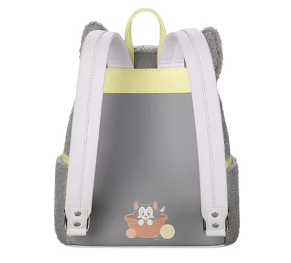 Backpack with cartoon design on a gray background