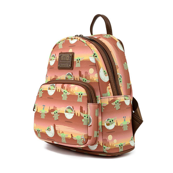 Backpack with 'The Child' pattern on a white background