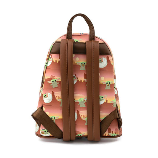 Backpack with 'The Child' pattern on a white background
