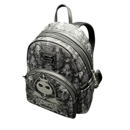 Backpack with black and white pattern on a white background