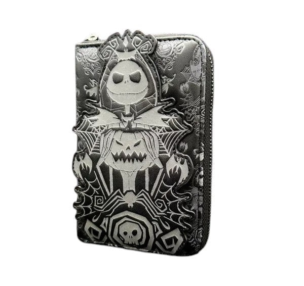 Wallet with a design of Jack Skellington with a pumpkin on a white background