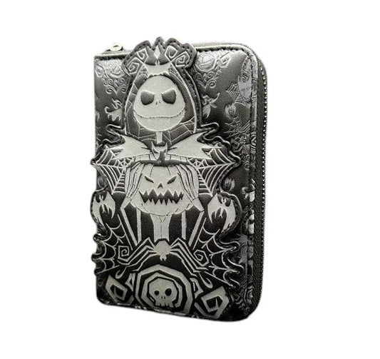 Wallet with a design of Jack Skellington with a pumpkin on a white background