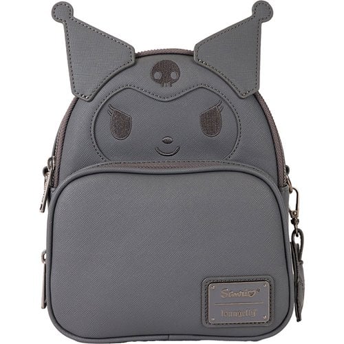 Gray backpack with Kuromi design on a white background