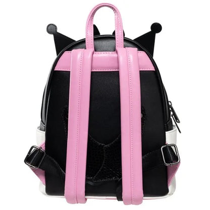 Black and pink backpack with cat ears on a white background