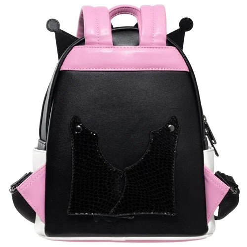 Black and pink backpack with Kuromi  design on a white background
