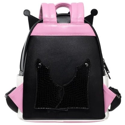 Black and pink backpack with Kuromi  design on a white background
