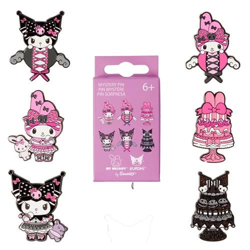 Sanrio My Melody and Kuromi Pink and Black Mystery Box Pins