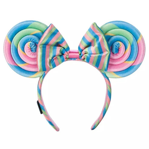 Colorful striped headband with bow on a white background