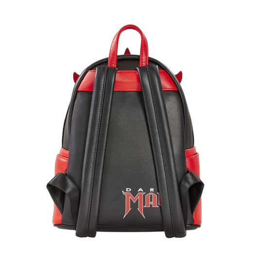 Back view Star Wars Darth Maul Sith mini backpack with Darth Maul writing on a white background