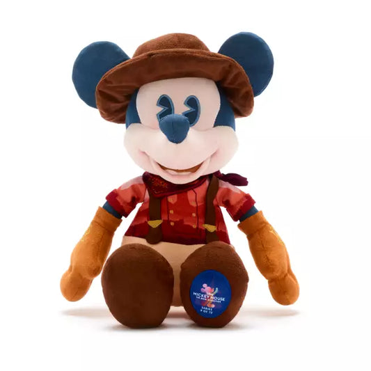 Mickey Mouse dressed in a cowboy outfit inspired by the Big Thunder Mountain ride in a on a white background
