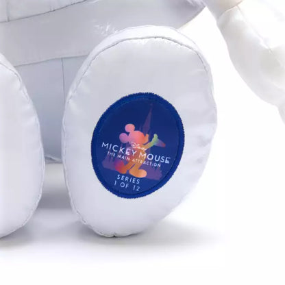 Plush toy with a 'Mickey Mouse' label on a white background