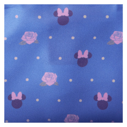 Inside Front Minnie Mouse crossbody bag  with Blue fabric with pink mouse ears and roses pattern