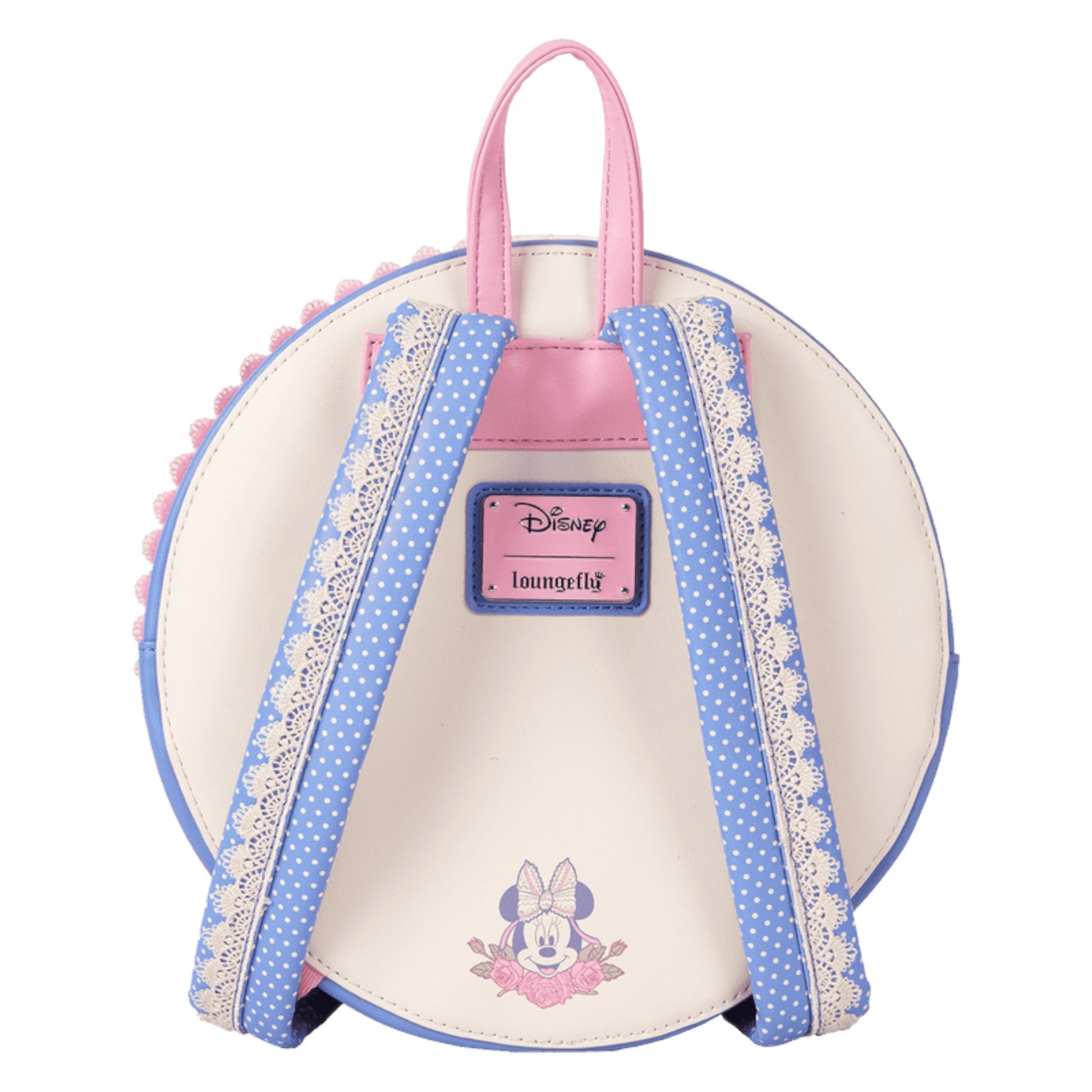 Round backpack with Disney and loungefly  branding on a white background