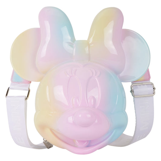 Pastel-colored minnie backpack head with ears on a white background