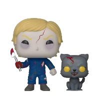 Funko Pop! vinyl figures of Gage and Church in  packaging from Pet Sematary on a white background.