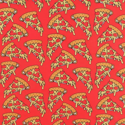 Pattern of pizza slices on a red background